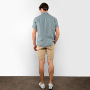 Aqua-blue linen men's shirt, backside