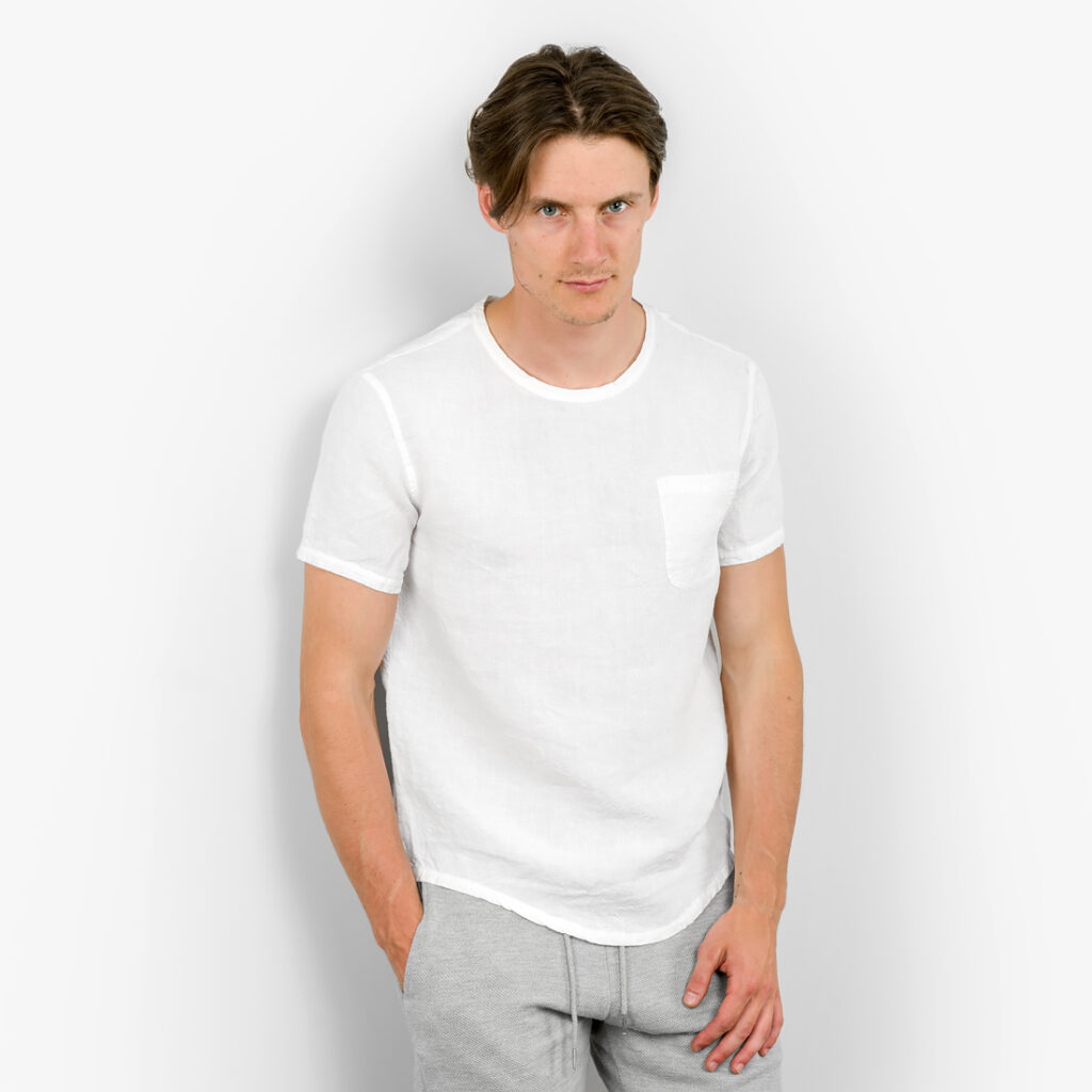 Simple white linen men's shirt