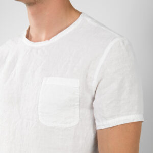 Simple white linen men's shirt with pocket