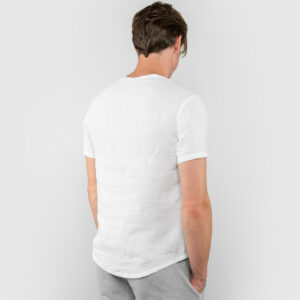 Simple white linen men's shirt, short sleeves