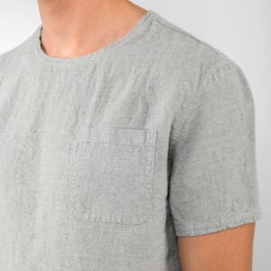 Simple grey linen men's shirt with pocket