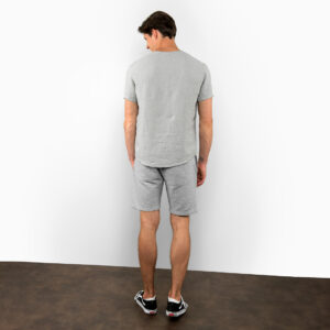 Simple grey linen men's shirt, short sleeves