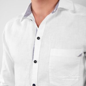 SAN MARINO white linen shirt pocket