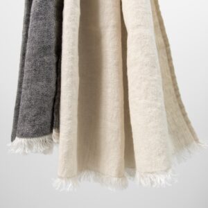 beige linen shawl, with fringes