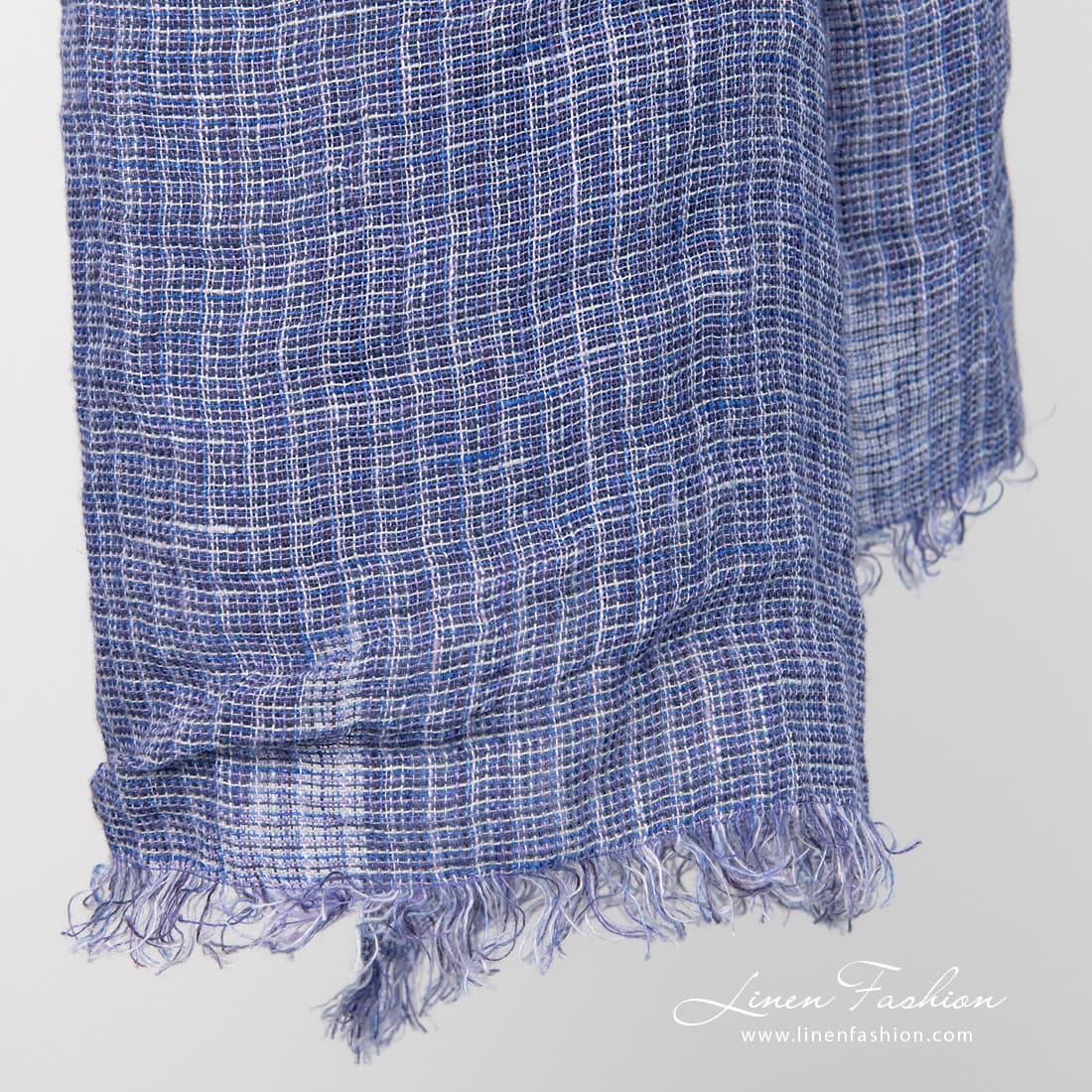Linen violet scarf fringes