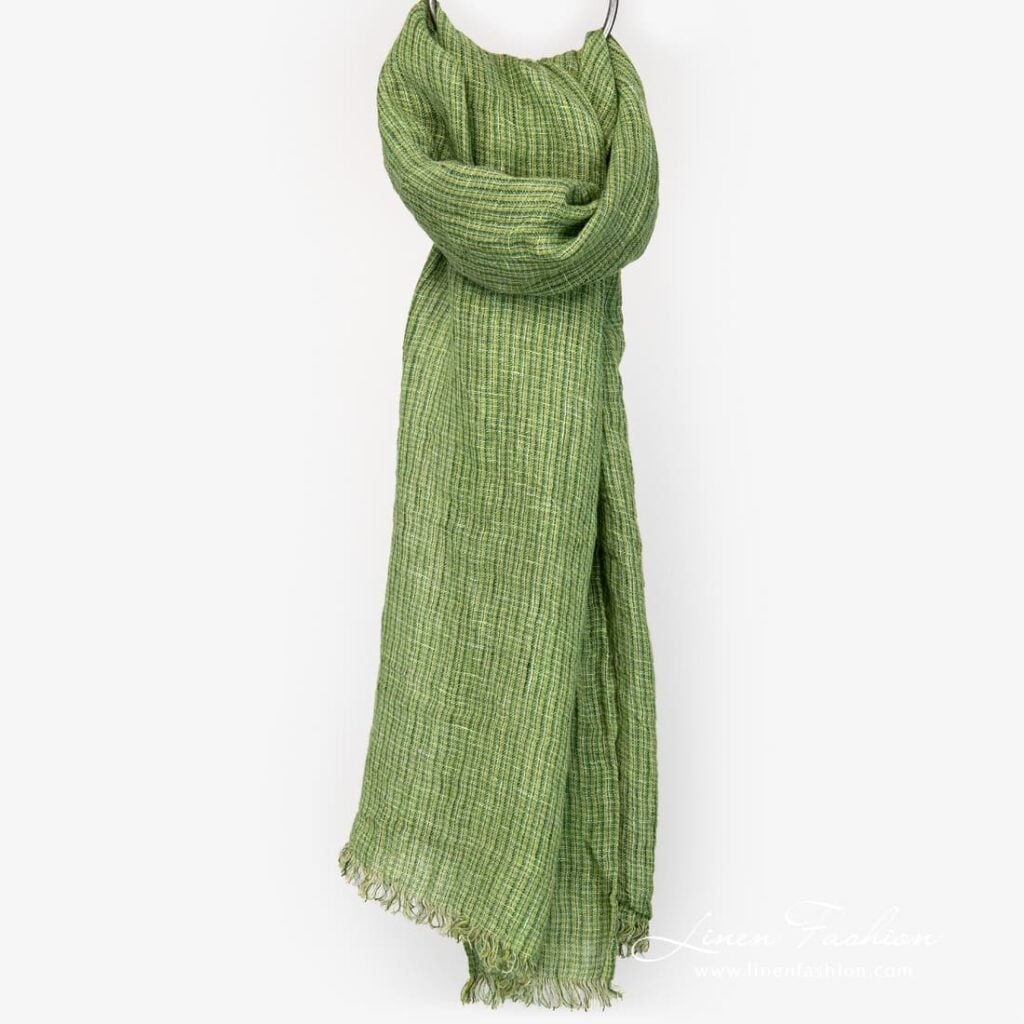 LOTTO MINI Sjal grønn 2 Green linen checked scarf full size