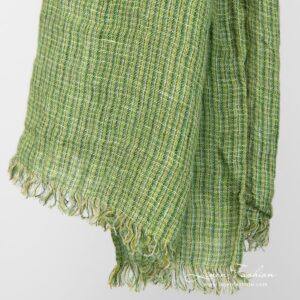 LOTTO MINI Sjal grønn 9 Green linen checked scarf fringes