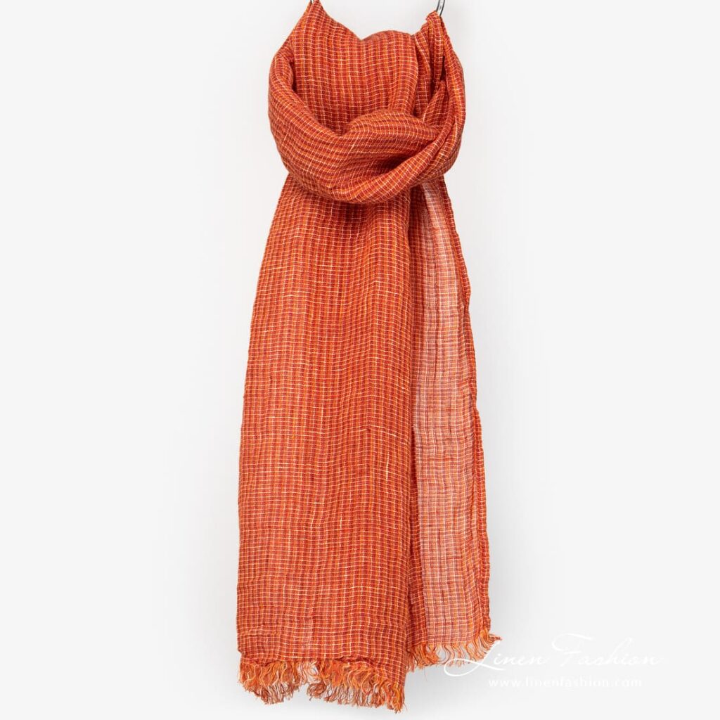 LOTTO MINI Sjal oransje 2 Linen ginger orange scarf full size