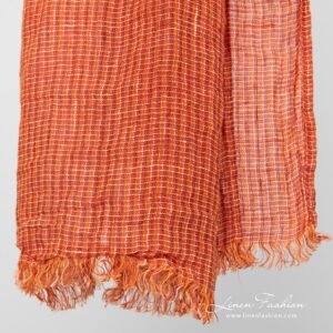 LOTTO MINI Sjal oransje 9 Linen ginger orange scarf fringes