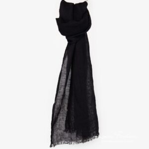 HALE Sjal svart 8 Black onyx linen scarf full size
