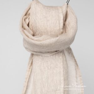 HALE Sjal brunlig 7 Linen brownish melange scarf