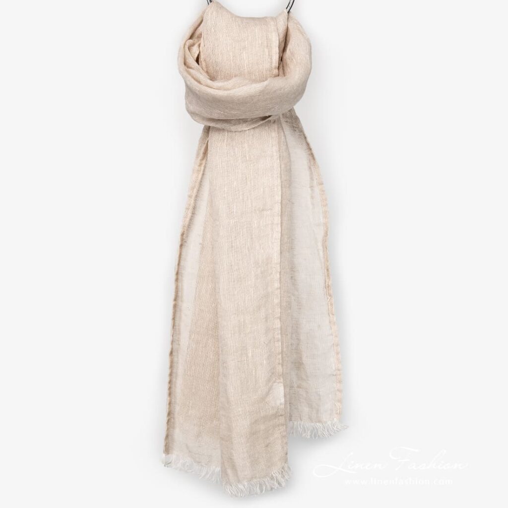 HALE Sjal brunlig 2 Linen brownish melange scarf full size