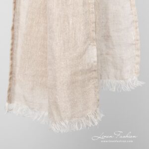 HALE Sjal brunlig 9 Linen brownish melange scarf fringes