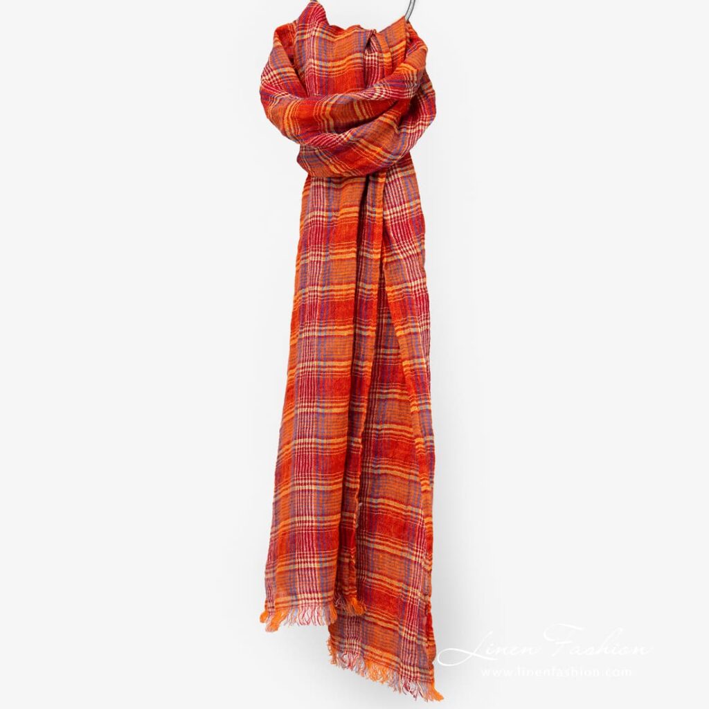LOTTO MAX Sjal oransje 2 Linen orange scarf full size