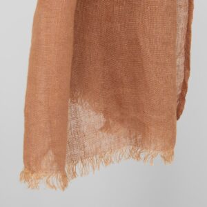 FINO Sjal lysebrun 9 Light brown linen shawl with fringe