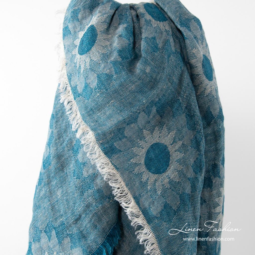 Washed linen blue scarf