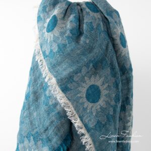 Washed linen blue scarf