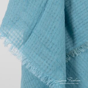 MARE Skjerf blått 9 MARE blue linen scarf with fringes