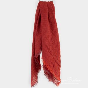 GALAXY red linen scarf in openweave checks