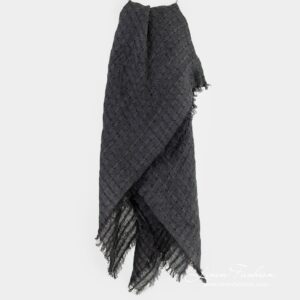 GALAXY Skjerf grått 10 GALAXY grey linen scarf in openweave checks