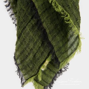 GALAXY green 100% linen scarf with fringes