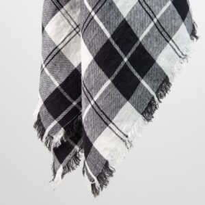 white black linen scarf. with fringes