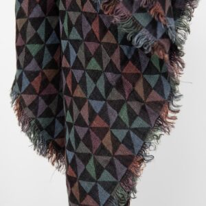 Multicolour linen scarf with fringe