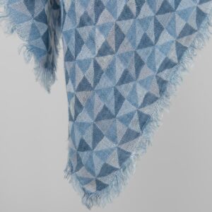 Blue linen scarf with fringe