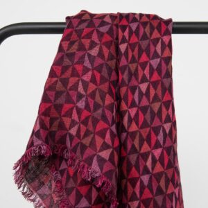 Red linen scarf, geometric pattern