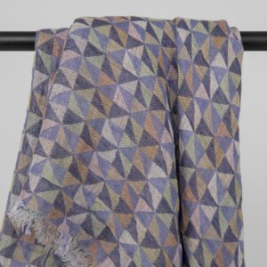 Violet linen scarf, geometric pattern