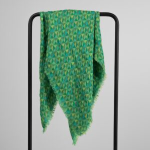 Green geometric pattern linen scarf