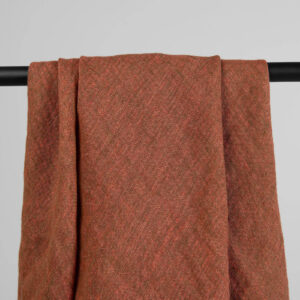 Green red linen scarf, plain weave