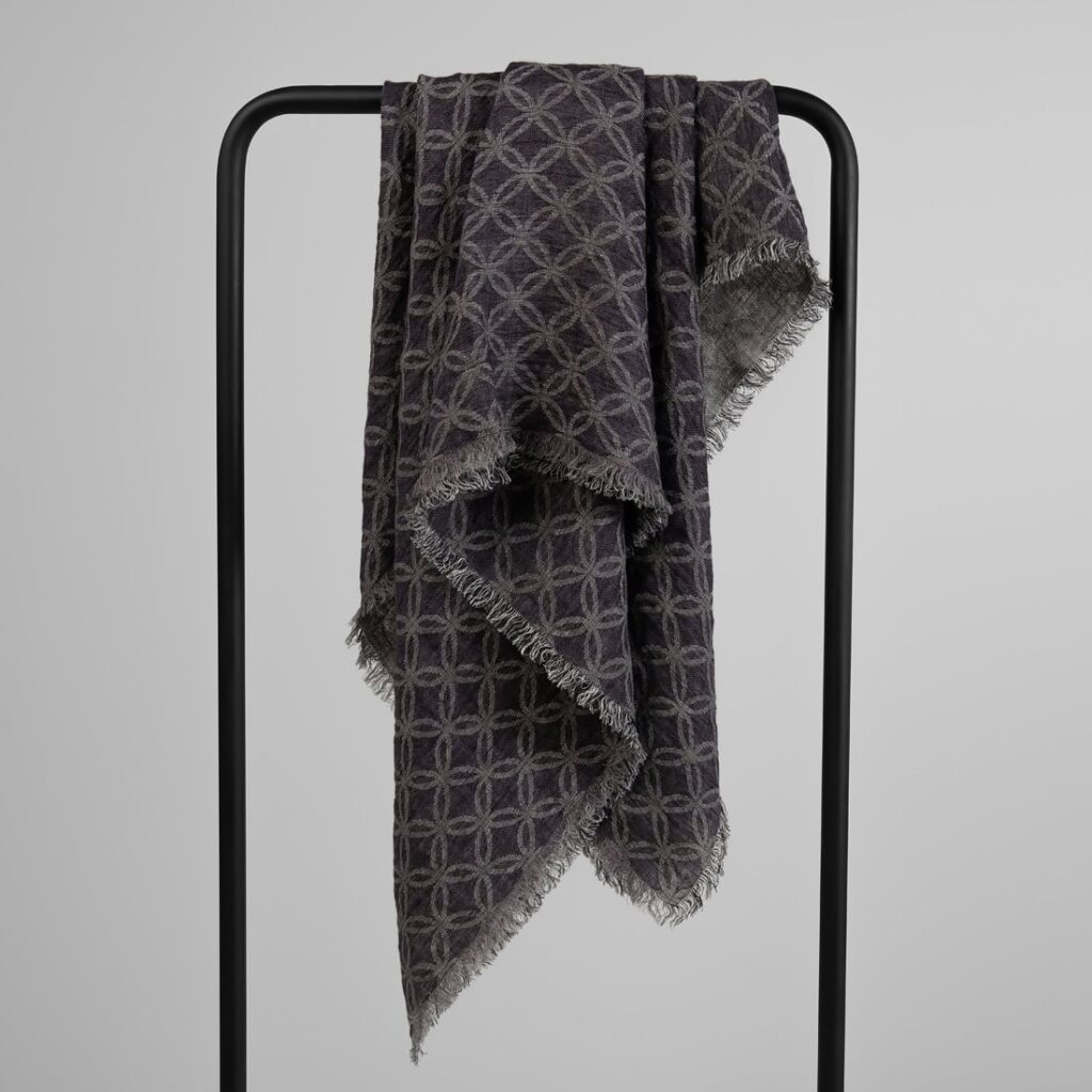 Violet black linen scarf
