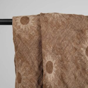 Floral brown linen scarf, 100% linen