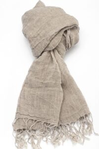 FINO Sjal naturfarget lin med tvinnede frynser