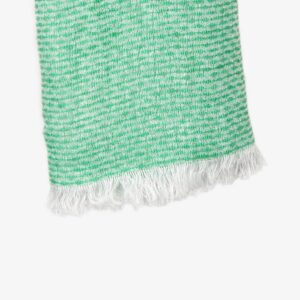 BERGO spinach green linen shawl with loose fringes