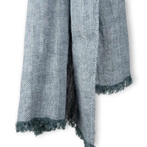 Blue colored linen shawl.