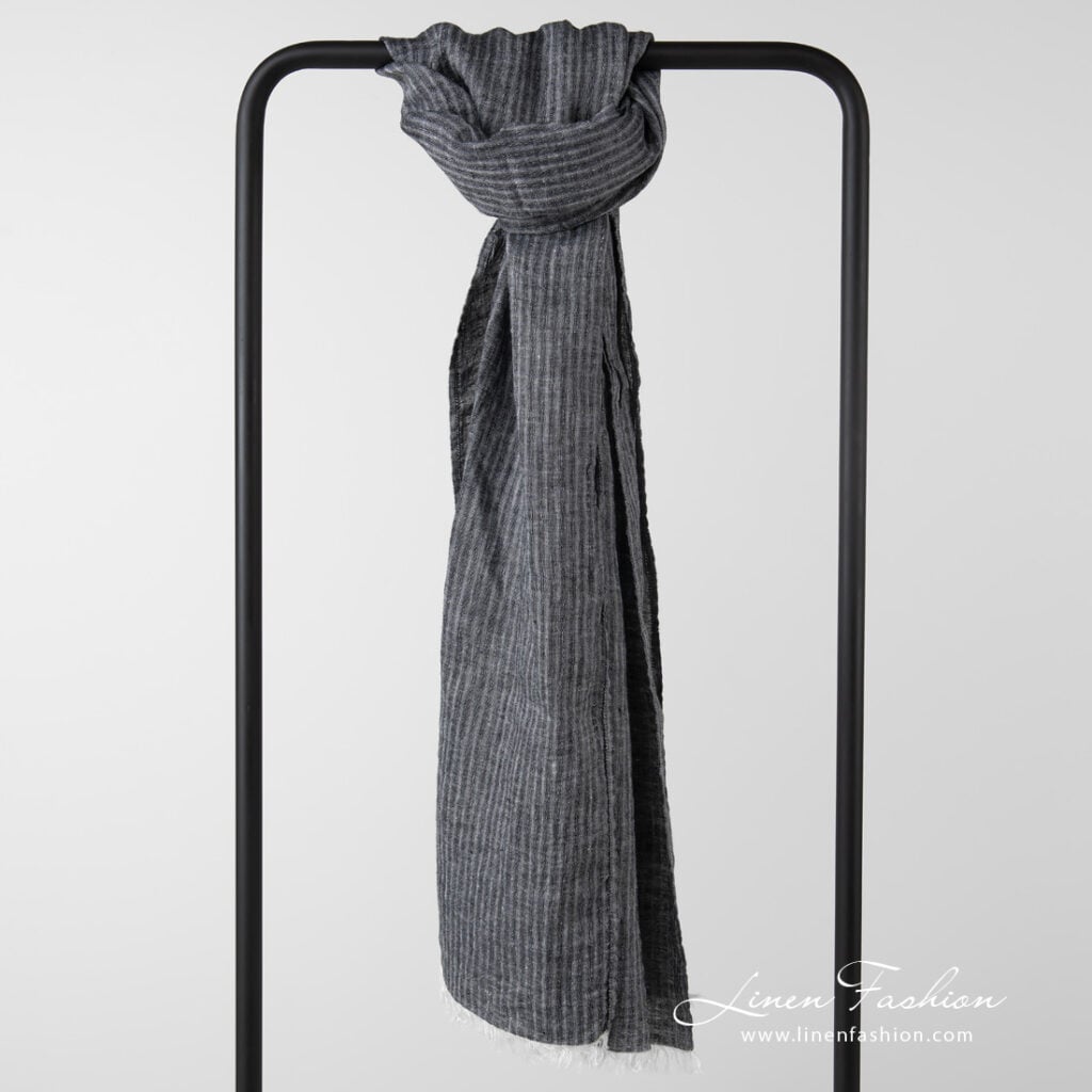 striped black shawl in linen.