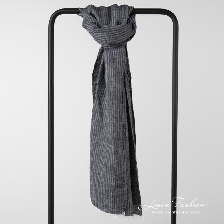 striped black shawl in linen.