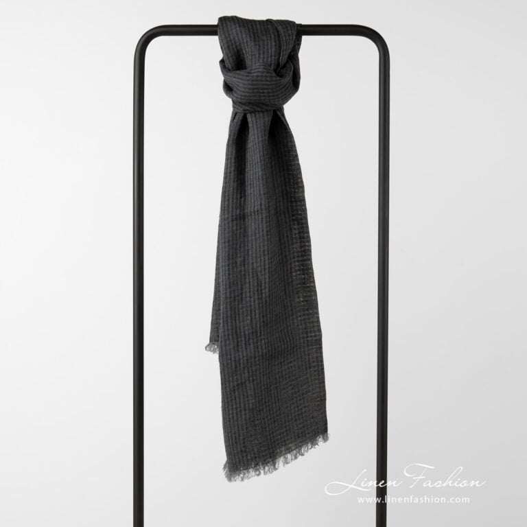 linen shawl grey checks, transparent, washed.