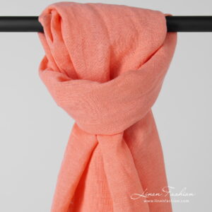 Linen cotton peach shawl, washed.