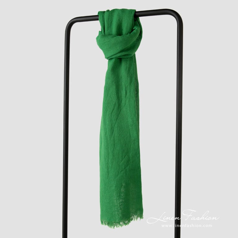 Linen cotton green shawl, washed.