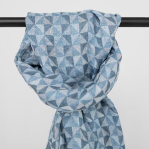 Blue linen shawl geometric pattern