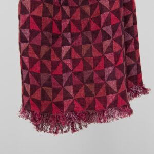 Red linen shawl with fringe on ends