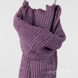 MARE violet linen shawl in openweave checks
