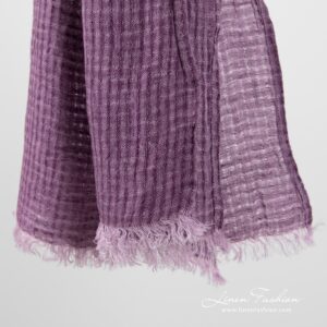 MARE violet linen shawl with fringes
