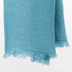 MARE blue linen shawl with fringes