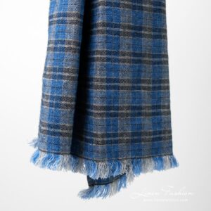 ZOLO Sjal blått 9 Linen wool shawl with fringes