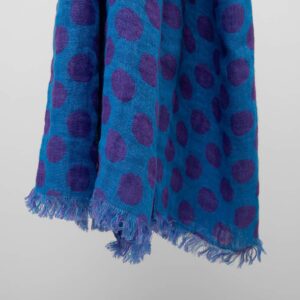 Blue linen shawl, bubble pattern