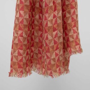 Washed linen brown-red shawl with fringe